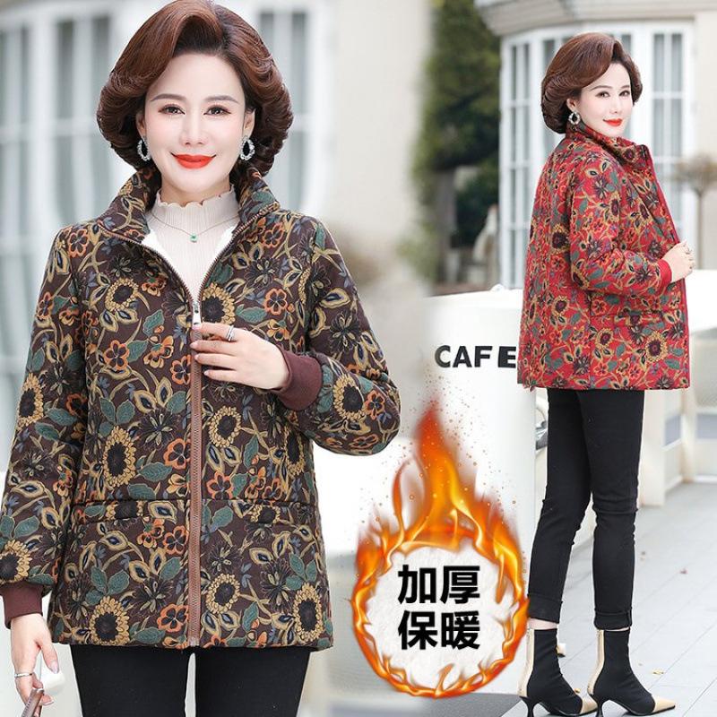 Women's Clothing Women's Velvet Thickened Warm Cotton-padded Jacket Middle-aged Winter New Clothing