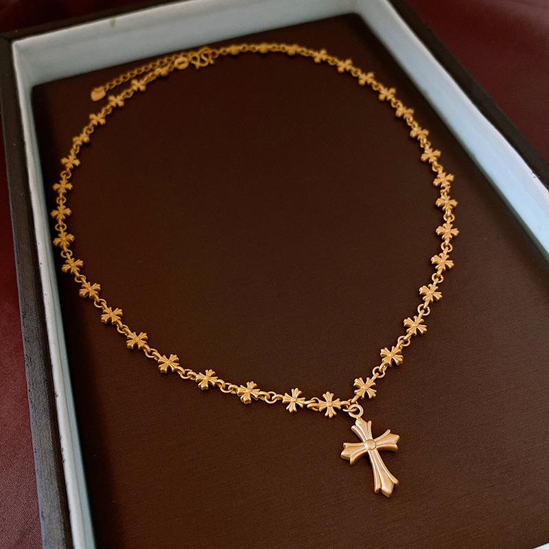 

Винтажное ожерелье с подвеской в ​​виде креста: Универсальная цепочка-свитер в стиле легкой роскоши для женщин