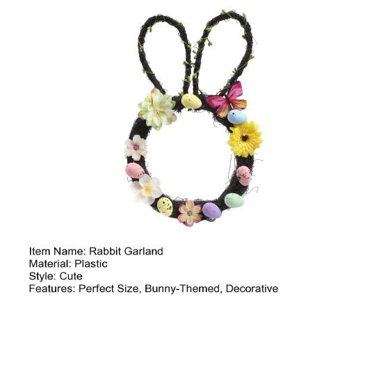 Yousheng Rabbit Garland Easy To Hang Bunny Themed Easter Wreath Spring Holiday Decoration Front Door Window Wall Porch Indoor Outdoor Easter Party