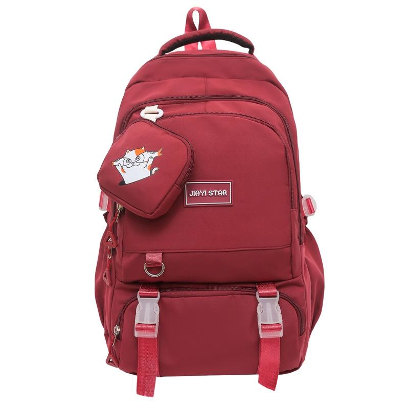 

Мультяшный рюкзак большой вместимости, студенческий школьный рюкзак с кошельком для монет красный