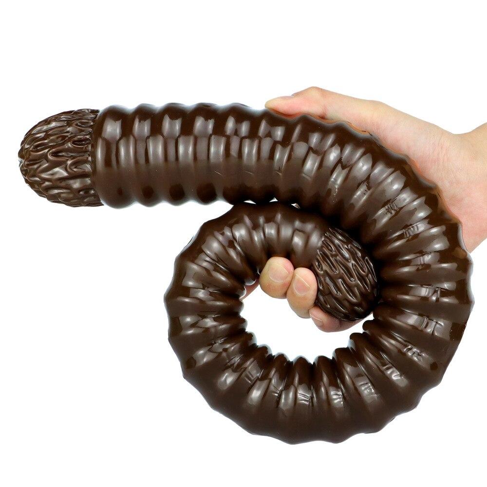 56cm Double-ended Threaded Dildo Oversized Anal Whip Anal Plug   Sex Toys Fisting Realistic Dildo Big Penis Strap On Cock PVC
