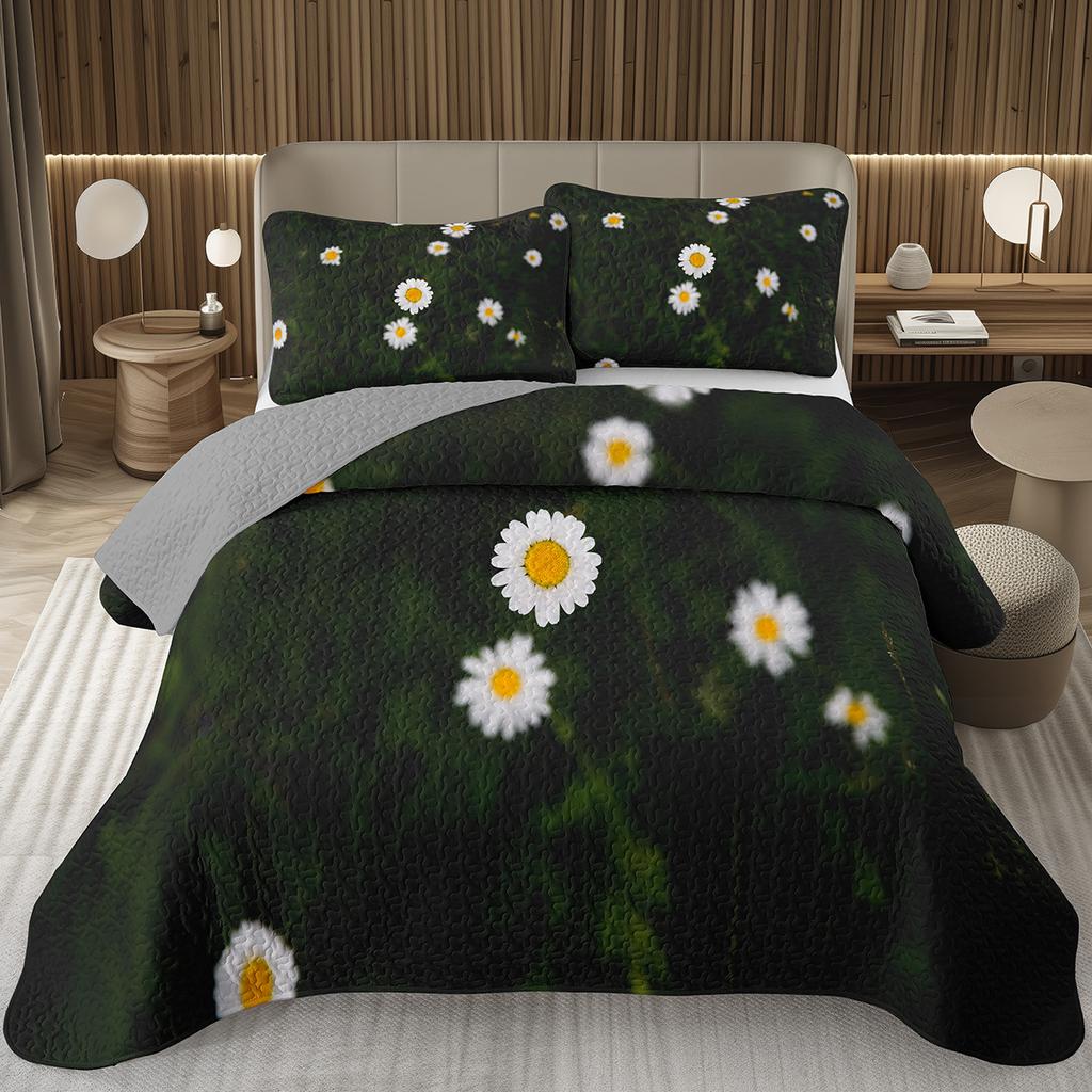 Spring Garden Plant Flower Bedspread Sets Botanical Floral Coverlet Twin Full Queen King Rustic Farmhouse Quilted Bedding Set