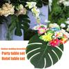 Vibrant Green Polyester Leaves Set For Tropical Hawaiian Luau And Moana Party Decorations