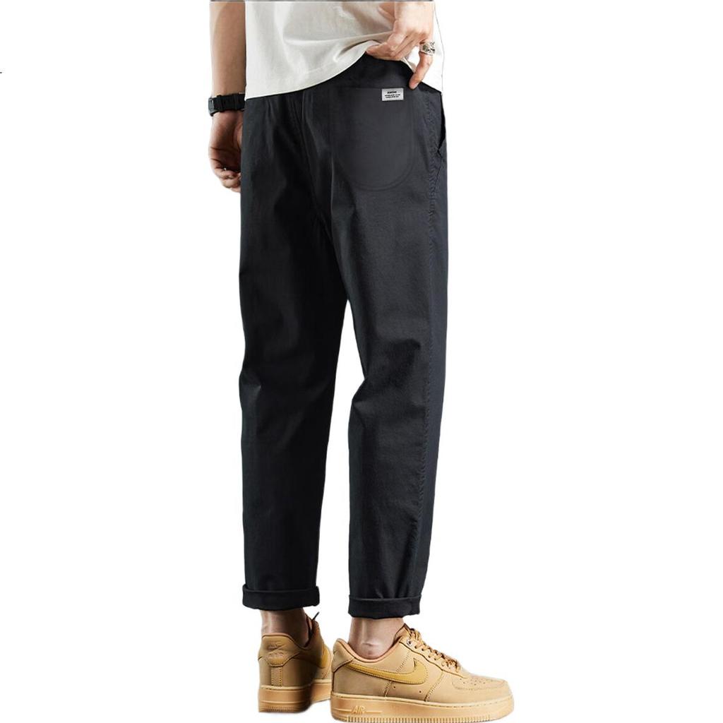 TonLion 2024 Winter Men's Woven Back Pocket Label Loose Straight Fleece-Lined Casual Pants