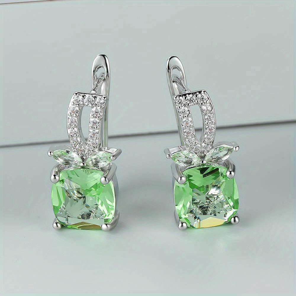 

Изысканные Модные Квадратные Серьги-кольца с Яблочно-зеленым Цирконом для Женщин, Аксессуары для Вечеринки, Свадьбы, Подарки, Милые Женские Новинки