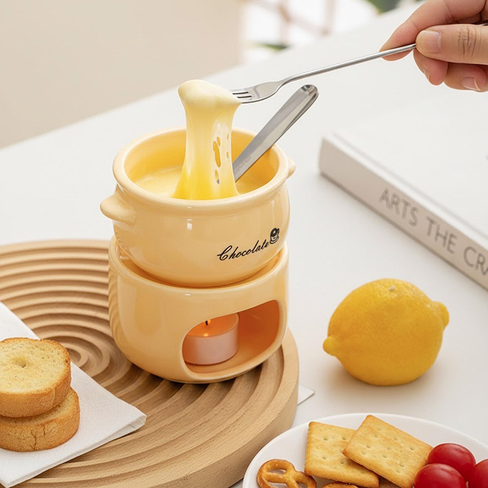 Chocolate Fondue Cup Set 200 Ml Chocolate Fondue Cup With Fork Ceramic Chocolate Fondue Kitchenware Divider For Pots And Pans жёлтый