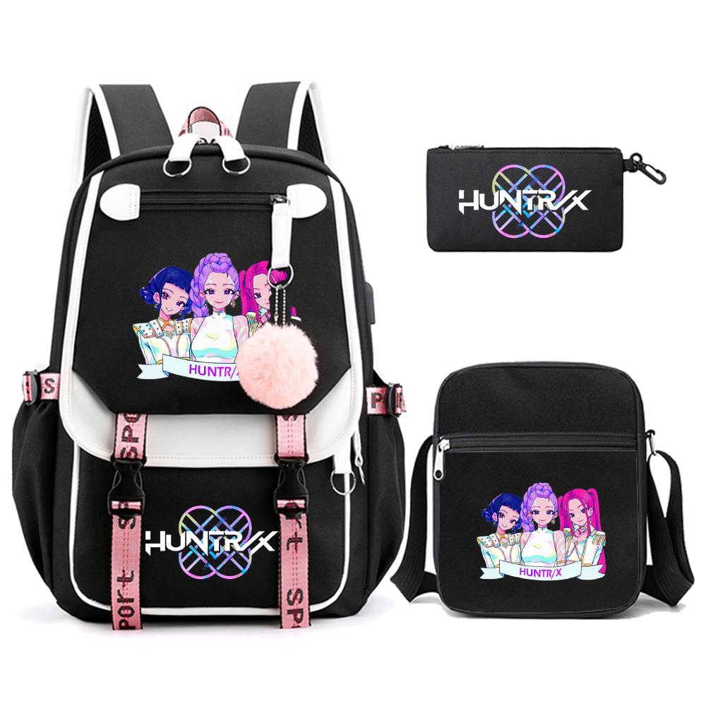 3 Stück/Set Anime Cartoon Kpop Dämonenjäger Bedruckter Rucksack mit Umhängetasche für Teenager Schüler Mädchen Junge Schultasche Große Kapazität Reisetasche Kindergeschenk