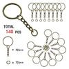 40/80/100/140/180 Pcs 25mm Electroplated Split Key Rings, 4-Section Chains and Open Jump Rings for DIY Jewelry Making