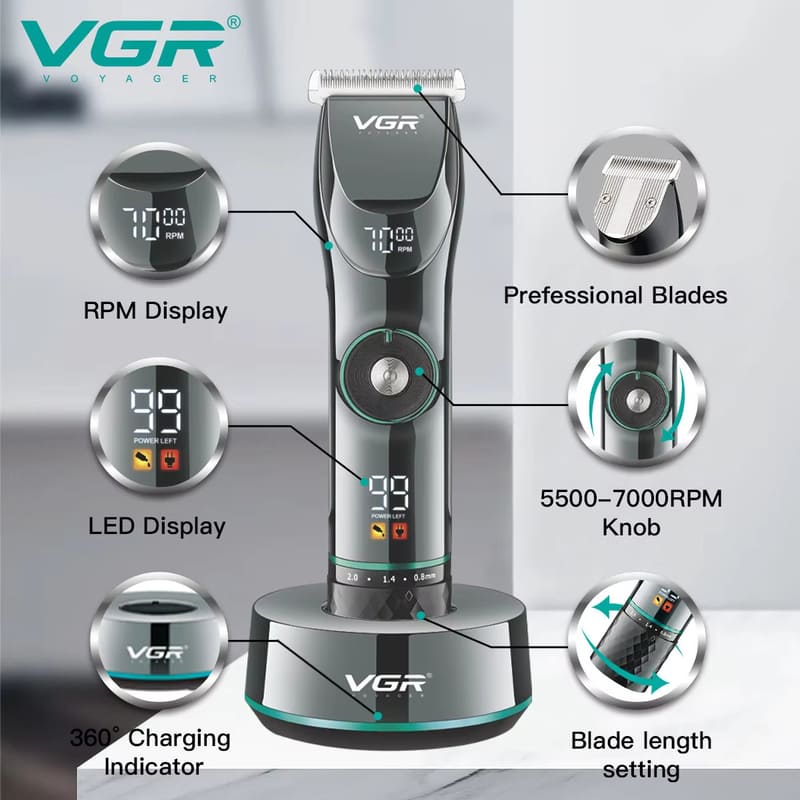Original VGR 256 Cordless Professional Hair Clipper for Barber Salon Home Hair Trimmer for Men Beard & Hair Cutting Machine Lithium Home Hair Trimming