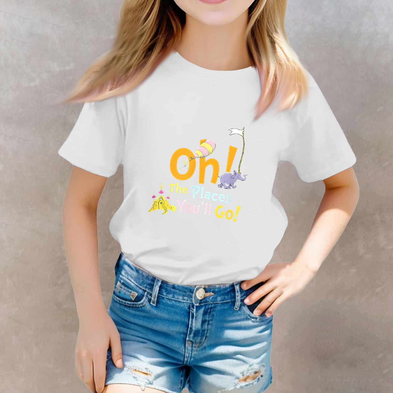 

Toddler Boy And Girl T-Shirts Kids Top Girls Printed Short Sleeved T-shirt 160 білий