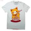 Maruchan Mens T Shirt Cat Eating Noodles Out of Bowl Vintage Washed Soft Stretched Streetwear Unisex Graphic Comfortable