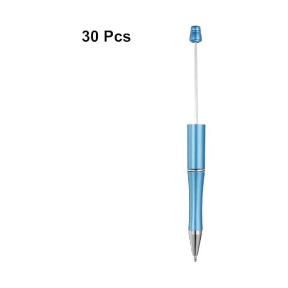 YOKIVE 30-Pack Bead Pens with Plastic Beads, Ballpoint Pens for Women Men Gifts, DIY Crafts, Decorations, Office Supplies (Dark Blue), Versatile for
