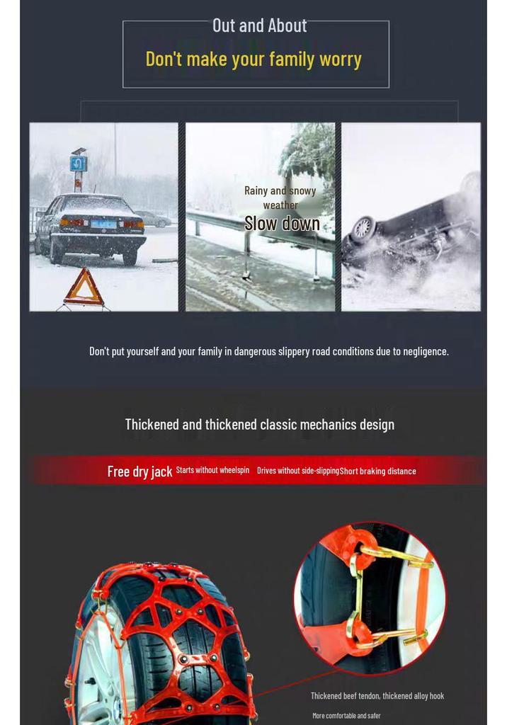 Thickened Wear-Resistant Anti-Skid Tire Chains for Cars, Vans, SUVs