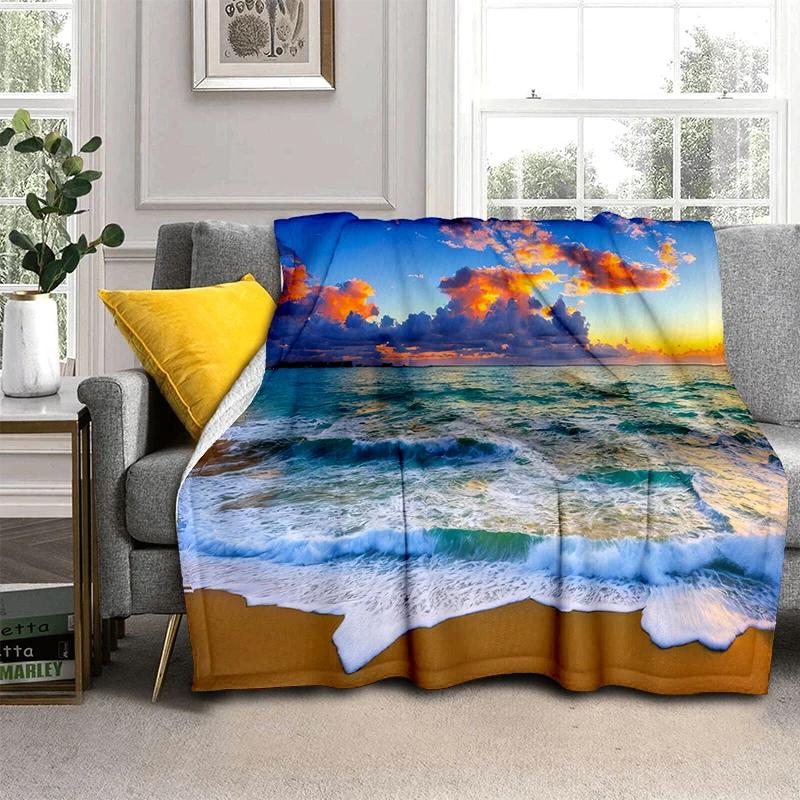 29 Style New Sea Water Beach Reef Nature Scenery 3D Blanket,Soft Throw Blanket for Home Bedroom Bed Sofa Travel Picnic Cover Kid