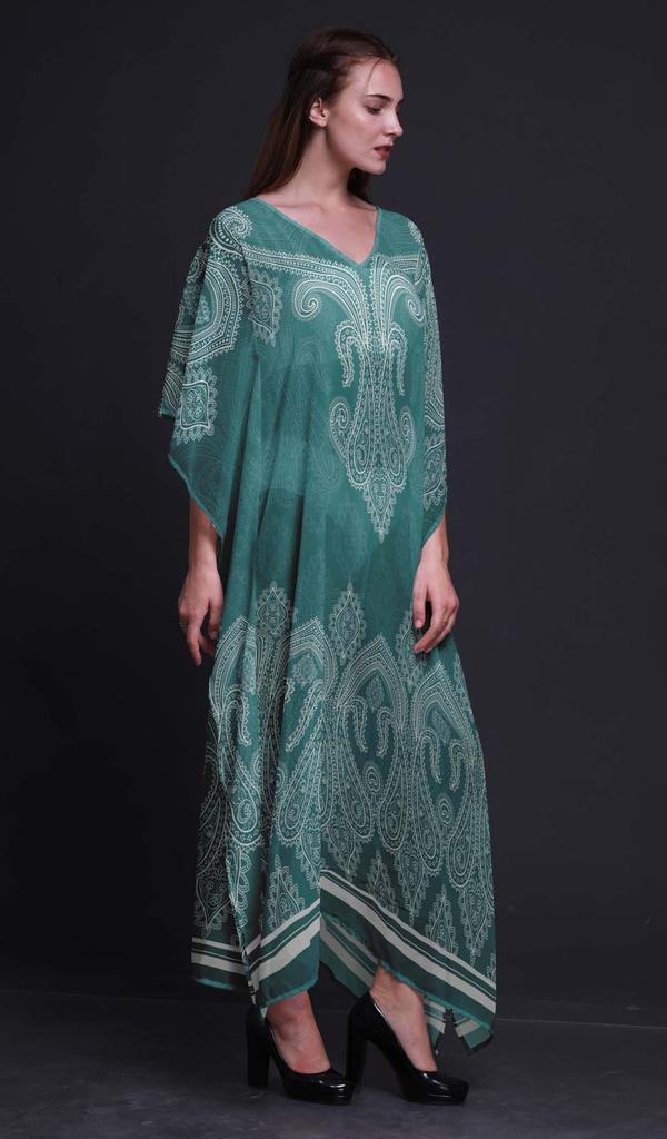 Phagun Floral & Paisley Ladies Plus Size Kaftan Summer Wear Beach Coverup Kimono