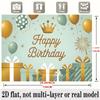 Golden Crown Birthday Banner, Fiber Background Cloth Wall Decor for Party
