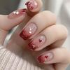 High-End French Gradient Press-On Nails with Glitter Hearts - Fashionable Nail Art Pieces