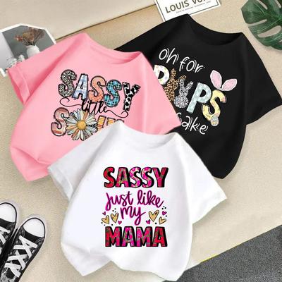 Kid T Shirt Round-neck Short-sleeve T-shirt Kids 100% Cotton Clothes 2-13Y Letter Printed T-shirt