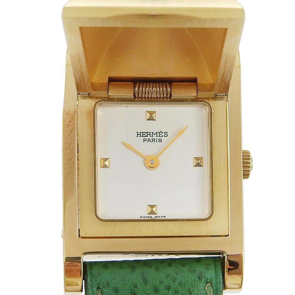 

HERMES Medor Watches ME1.201 gold/green WhiteDial Plated Gold/leather Quartz Analog display Women Used