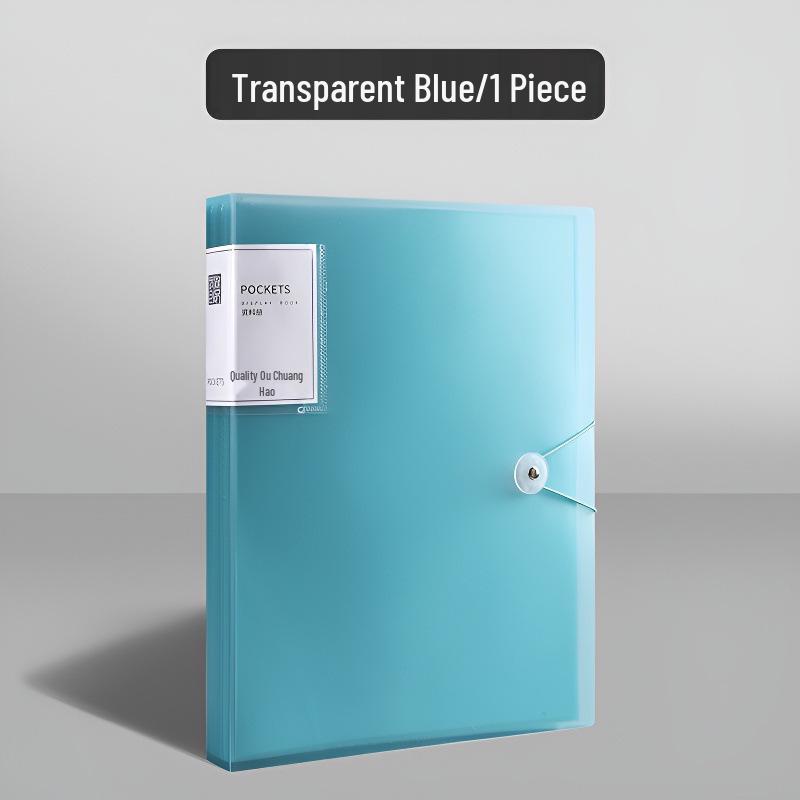 Morandi A4 Transparent Multi-Layer File Folder with Insert Pages and Buckle Closure