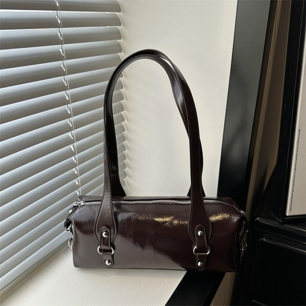 Casual Leather Underarm Bag Large Capacity Y2K Shoulder Bag Metal Buckle Women Handbag