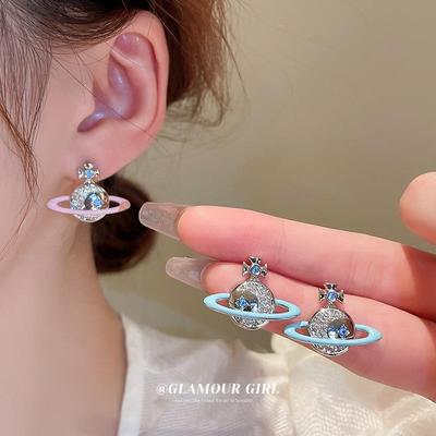 Fashion Saturn Zircon Earring Women Trend Elegant Clavicle Chain Girls Y2k Jewelry Accessories Gifts Sets