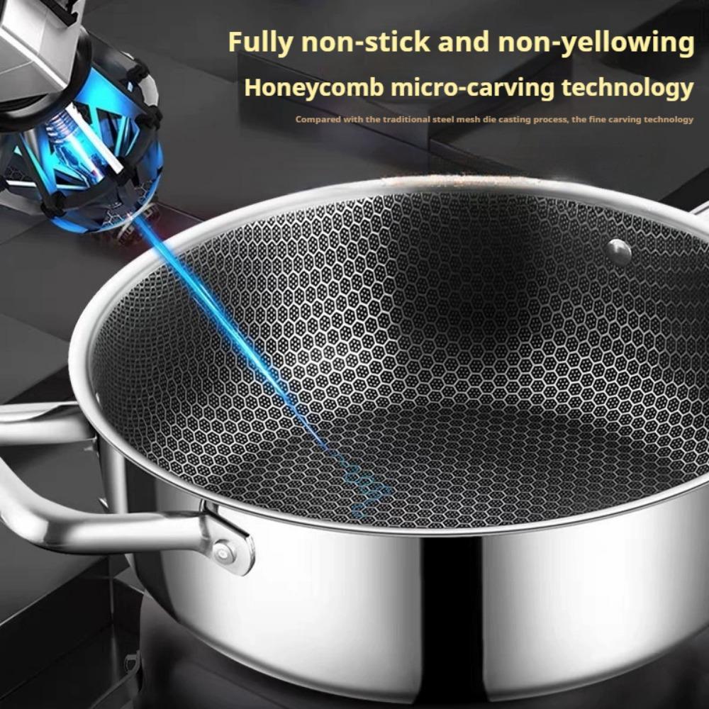 Nonstick Wok with Tempered Glass Lid Frying Pan Kitchen 12 Inch Honeycomb Structure Dishwasher-Friendly Healthy Cookware