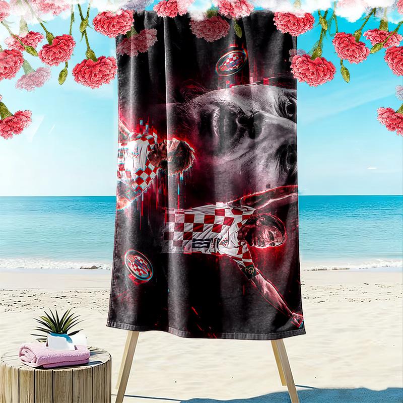 Luka Modrić Print Beach Towel, Large Soft Quick Dry Towel for Beach Camping Swimming