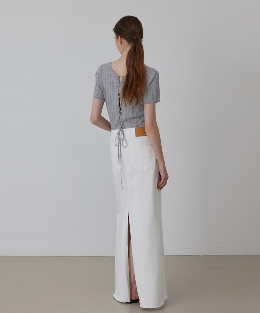 Kwinseulaebis Long Slit Denim Skirt_White_4Colors