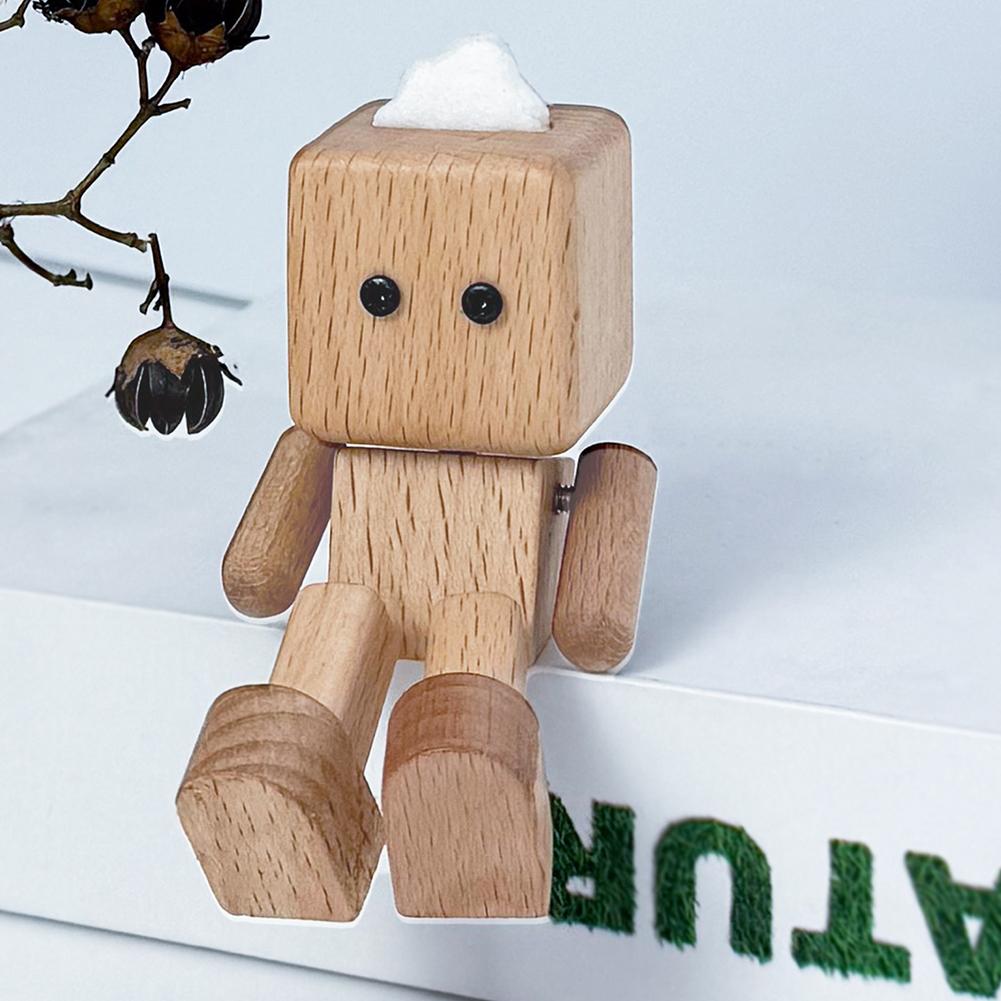 Hot Shaking Wooden Man Figurine Car Decoration Small Ornaments Leg-swinging Robot Figurine Cute Wood Man Car Good Ornaments