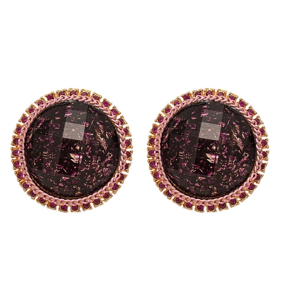 Geometry Round Shape Earrings Elegant French Style Earrings Sweet Vintage Purple Earrings  Women