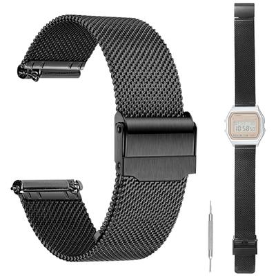 Replacement Band for CASIO Watch A158WEA [HVUYAL], Metal Strap, Easy To Install, Adjustable, Rust-Resistant, Unisex, Includes Tool and Spring Bars