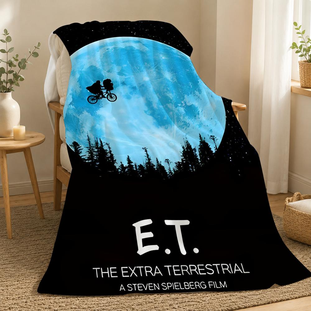 ET the Extra Terrestrial Movie Throw 240g flannel blanket, suitable for sofas, beds, offices, exquisite gift blankets 75X95CM