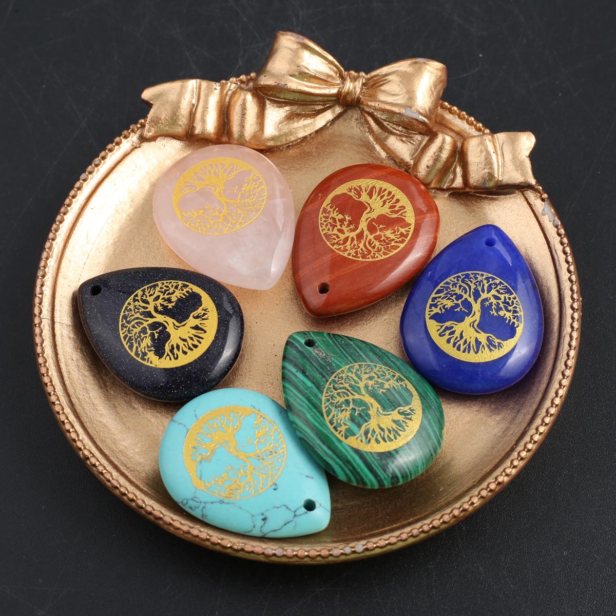 

Кулон из натурального камня малахит / бирюзовый кулон с каплевидным принтом для изготовления ювелирных изделий Ожерелье своими руками Аксессуар для браслета