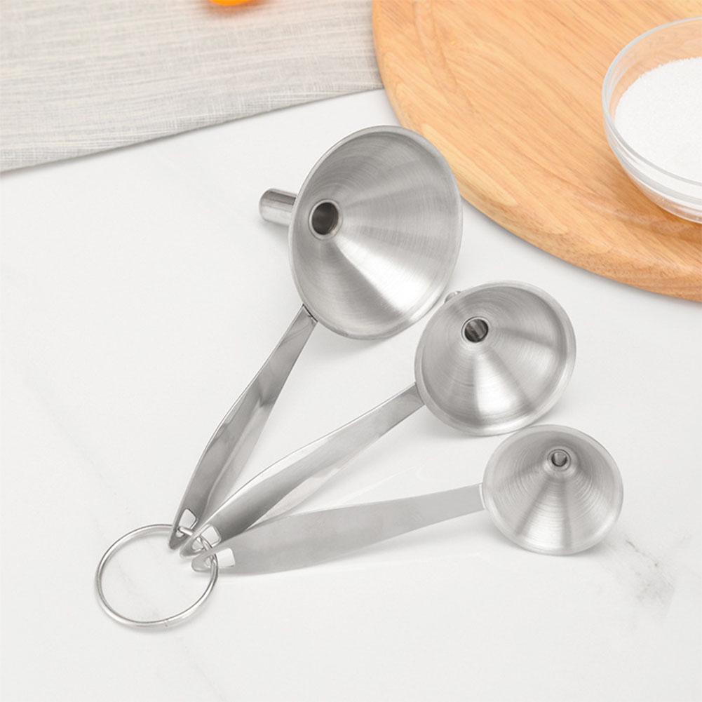 3 Stück/Set Kleines Edelstahl-Trichterset mit Einzelgriff-Trichter Küchenhelfer
