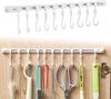 Multifunctional Slide Rail Hook,Kitchen Utensil Hanging Rack Wall Mounted Hanger,Space Saving Utensil Holder with 10 Hooks