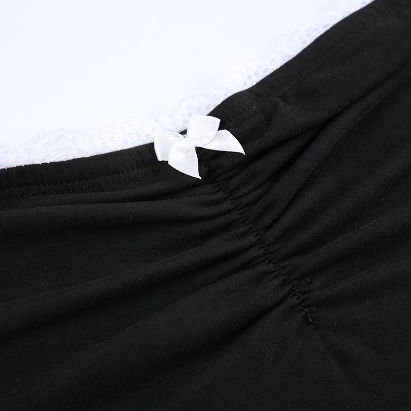 Contrast Bow Stitched Tube Top Summer Harajuku 90s Strapless Women's Cropped Tops Vintage Y2k Casual Basic Tees Cute Vest