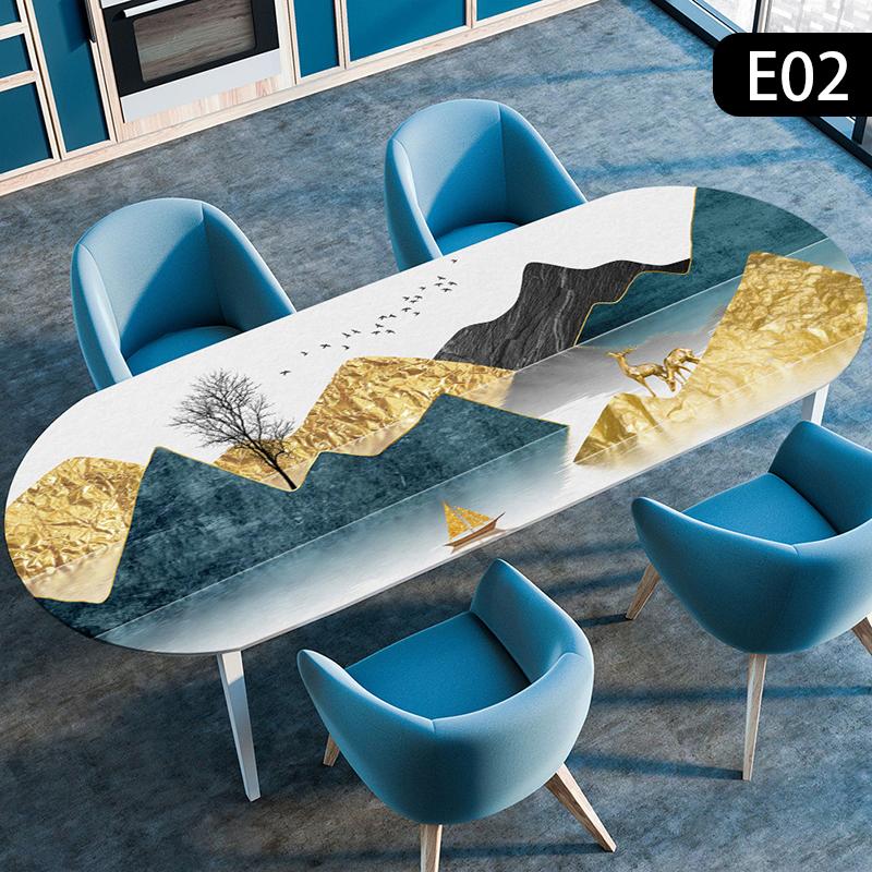 Waterproof Tablecloth Oil-Resistant Elastic Stretch Oval Fitted Table Cover for Kitchen Dining Wedding Party Outdoor Courtyard