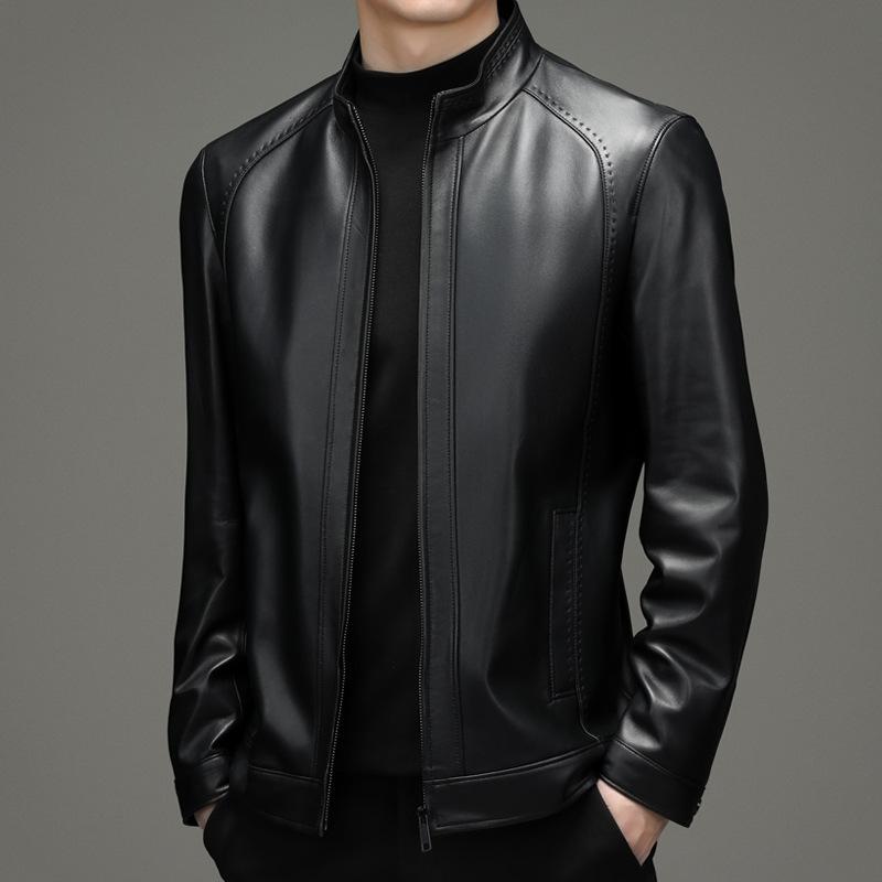 

Осень и зима новая мужская кожаная куртка с воротником-стойкой из овчины натуральная кожаная куртка для мужчин 195