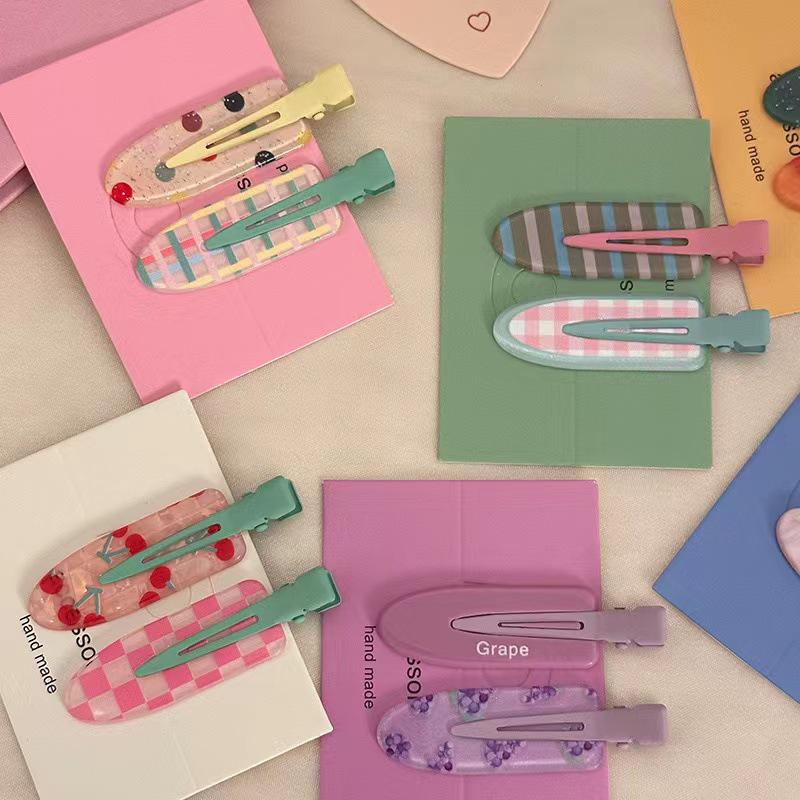 Juice Series Fruit Plaid Invisible Hair Clips for Women - Cute Forehead and Side Bangs Accessories