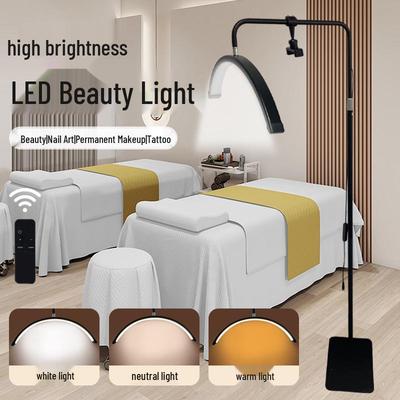 Beauty Salon Multi-Angle Half-Moon Floor Lamp for Manicure, Eyelash, Tattoo, Eyebrow, & Facial Lighting