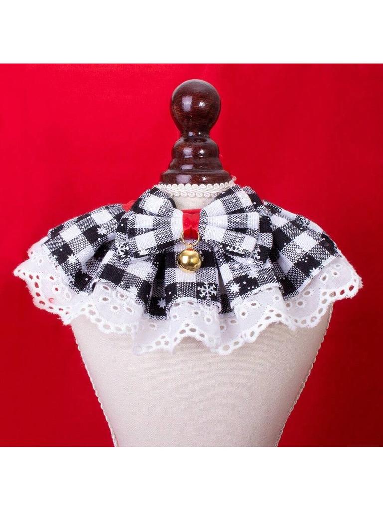 Entzückerliches weihnachtliches Karohundehalsband mit Spitzenrand Vierfarbiges Haustier-Schal-Handtuch Handtuch für Hunde