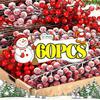 Künstlicher Schnee Reifbeeren Rote Stechpalmenzweige Weihnachtsbaum Kranz Basteln DIY Kunstblumen Haus Neujahrsparty Dekoration