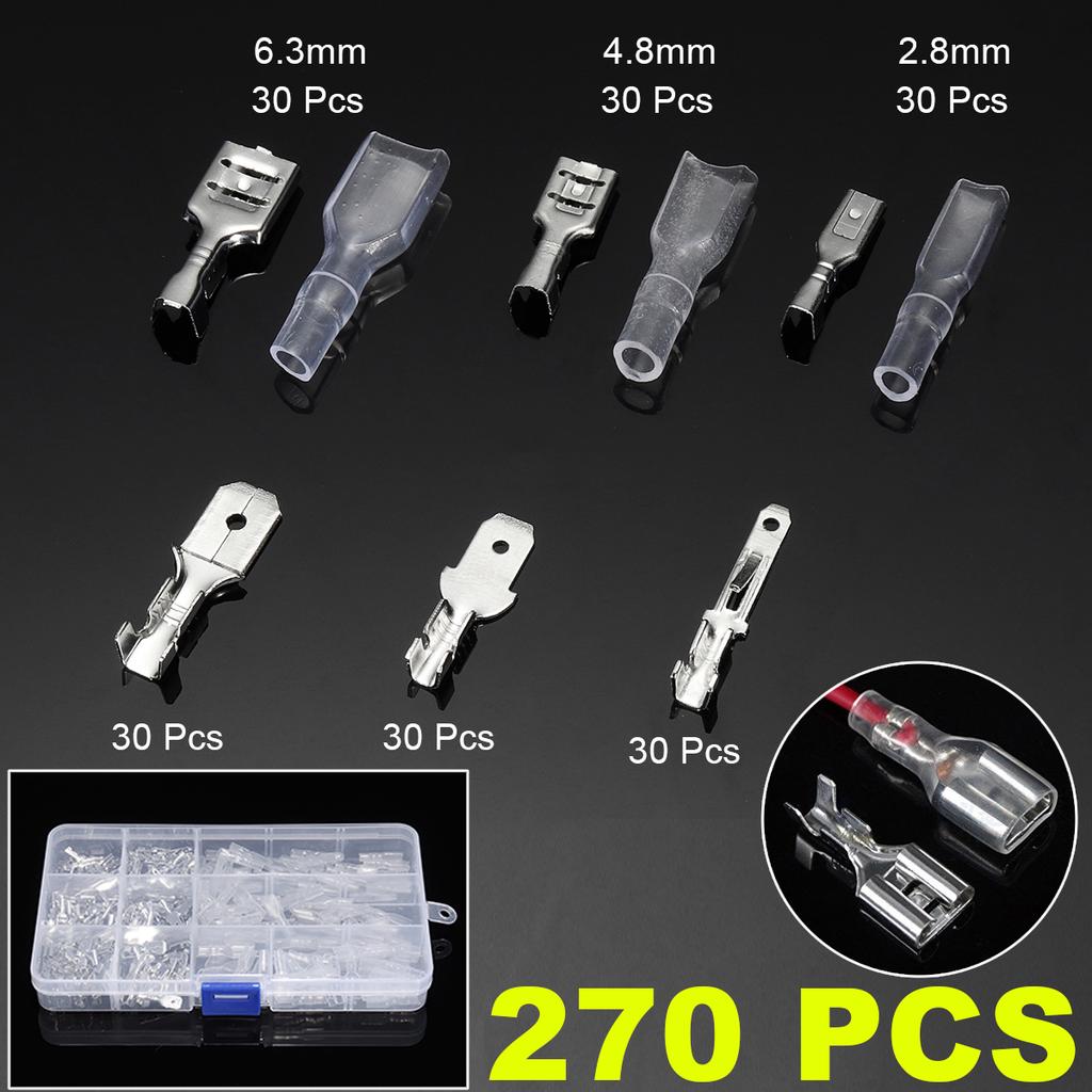 270 Crimp Terminals Male Female Spade Connectors 2.8//4.8//6.3 Wire Insulated Set