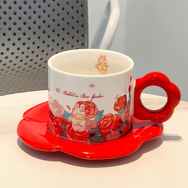 Creative Ceramic Cup High Value Home Cute Couple Coffee Cup Saucer Gift Souvenir