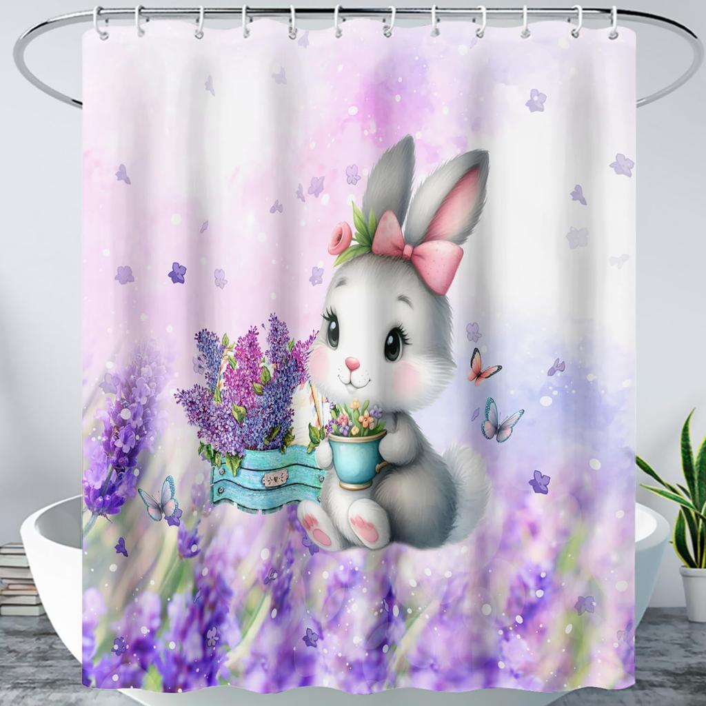 Cute Cat Cartoon Pet Cat Kitten Bathroom Curtain,Cat Paw Print Cat Lover Bath Curtain Polyester Waterproof Bathroom Curtain Wi
