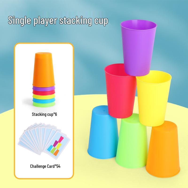 Interactive Colorful Stacking Cups Game for Kids - Two-Player Educational Toy for Kindergarten