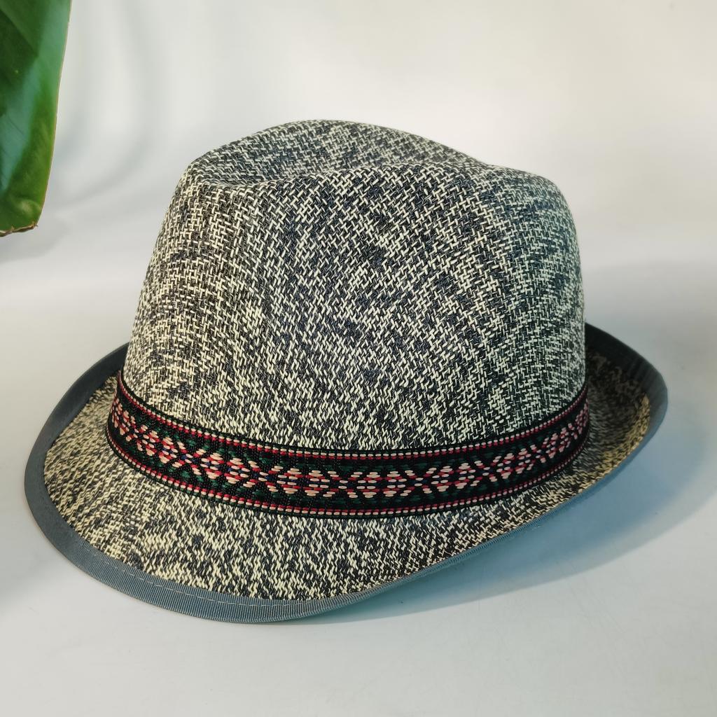 Vintage British Trilby Straw Hat Men's Summer Straw Fedora Breathable Beach Sun Hat Handwoven Straw Panama Hat Cuban Travel Cap