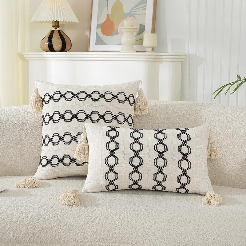 American Multicolor Jacquard Throw Pillow Cover for Sofa, Bed, Chair, and Car