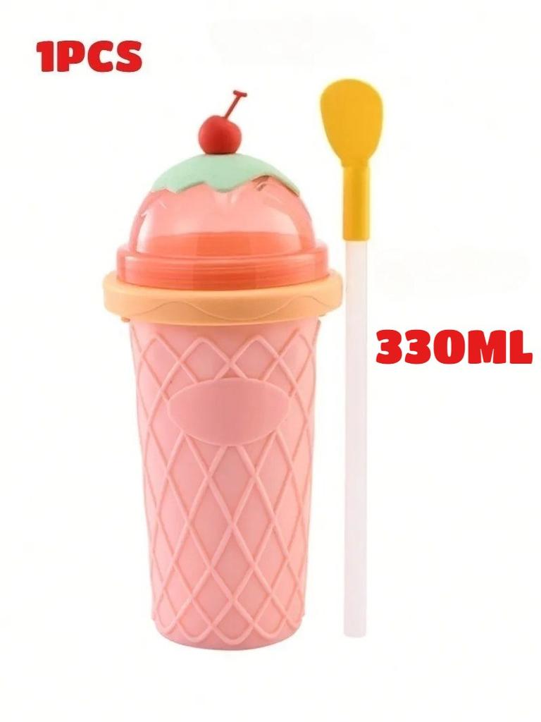 DIY Magic Slushy Maker Squeeze Cup, Portable Smoothie Squeeze Cup for Juices, Milk and Ice Cream Make, Double Layers Silica Cup